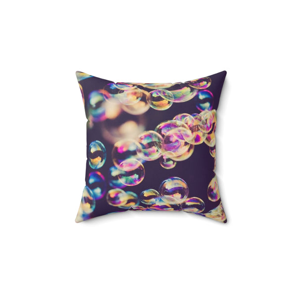 Rainbow Bubbles - Faux Suede Square Pillow